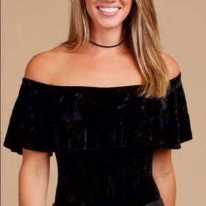 ALTAR’D STATE BLACK VELVET BODYSUIT